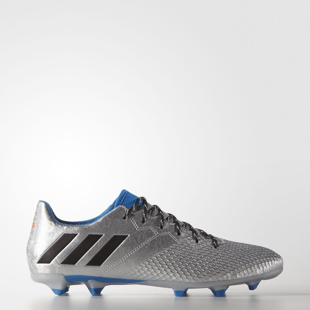 Adidas Messi 16.3 Firm Ground - ποδοσφαιρικα παπουτσια ανδρικα - Ασημι Μεταλλικός/Μαυρα/Μπλε,Μέγεθος